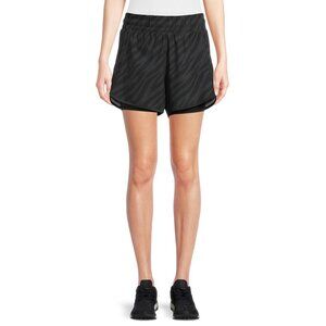 Avia Running Shorts Size Large Pull On Elastic Waist Black Zebra Sporty Workout